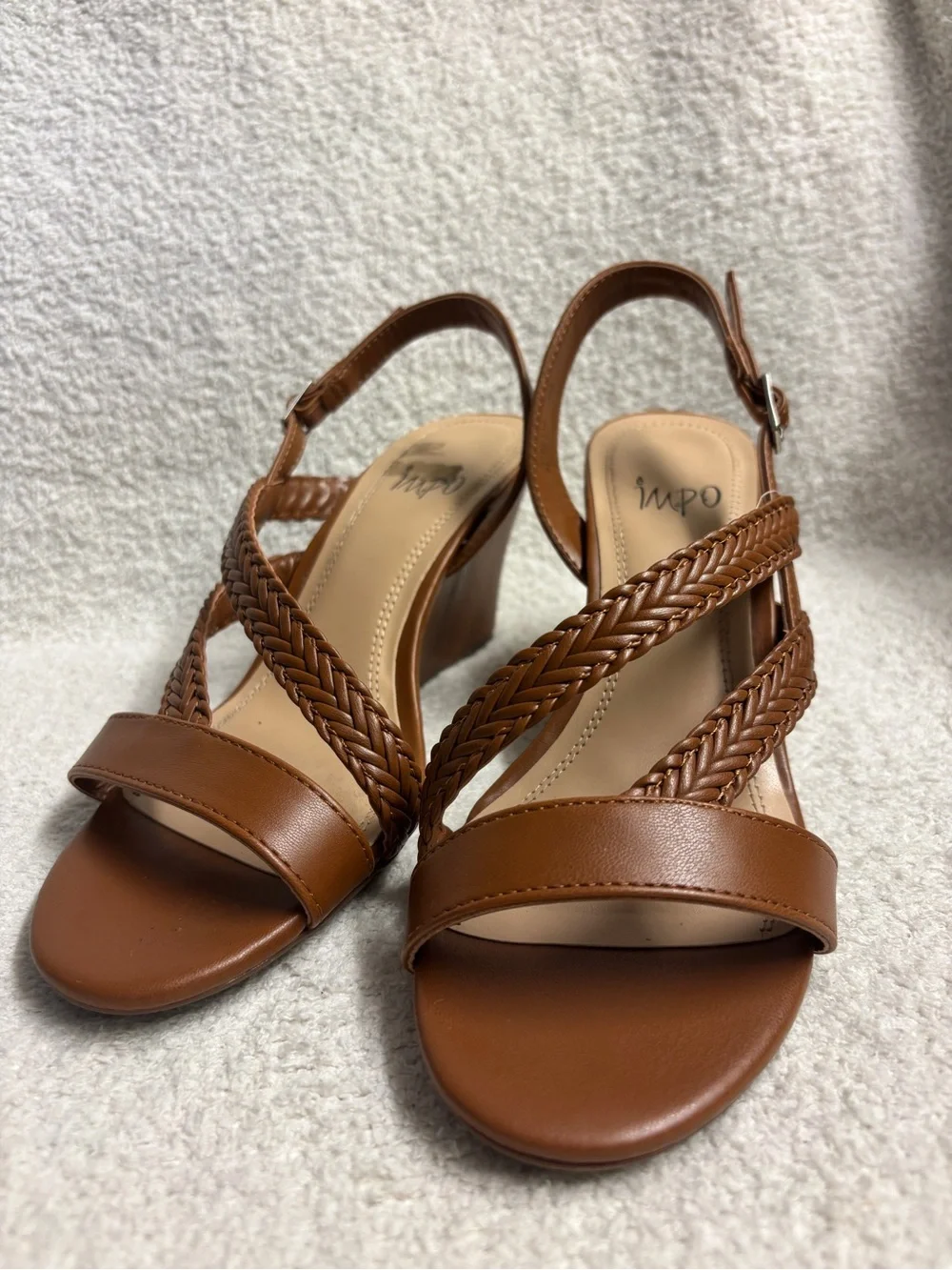 Women's Brown Braided Strap Wedge Sandals size 7
